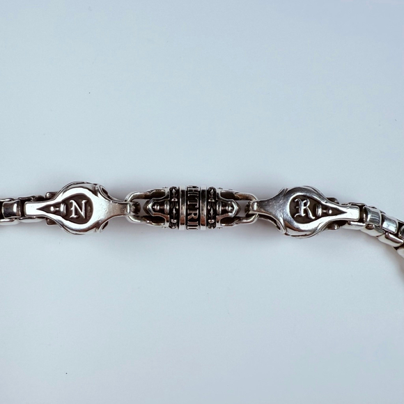 NightRider Royal Mortem Skull Sterling Silver Chrome 925 Hearts Bracelet - Picture 7 of 11